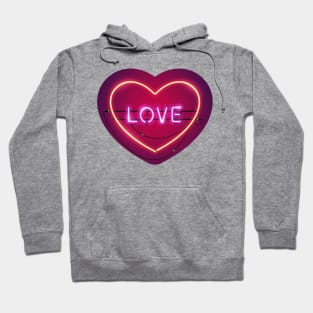 Pink Love in the Heart Neon Sign Hoodie